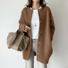 Lavinque Cardigan Marron / S Cardigan long en maille douce | Beige | Élégance et confort au quotidien