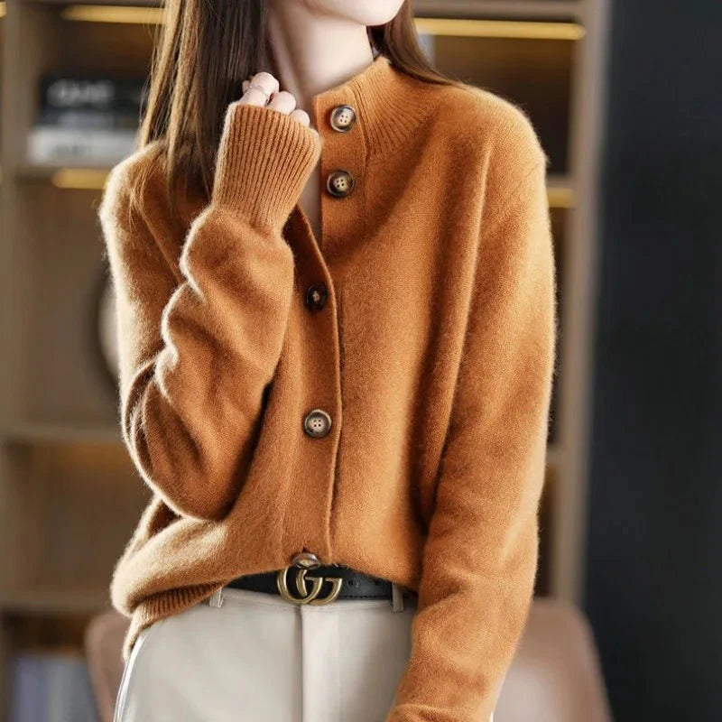 Lavinque Cardigan Marron / Taille unique Cardigan Laineux | Boutons Élégants & Douceur Incomparable | Chic & Confortable