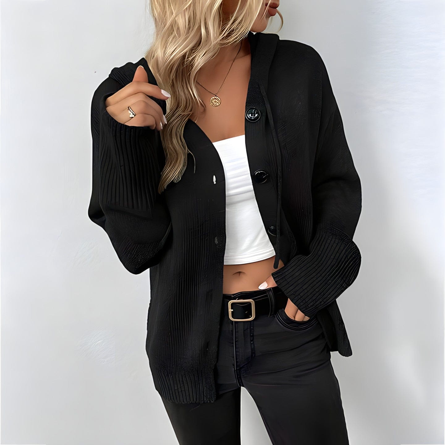 Lavinque Cardigan Noir / S Cardigan Boutonné | Chic | Confortable et Intemporel