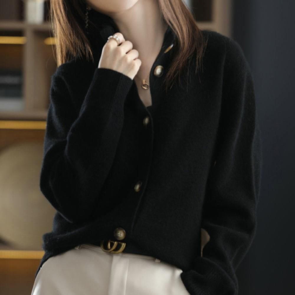 Lavinque Cardigan Noir / S Cardigan Élégant Boutonné | Noir | Doux et Chic