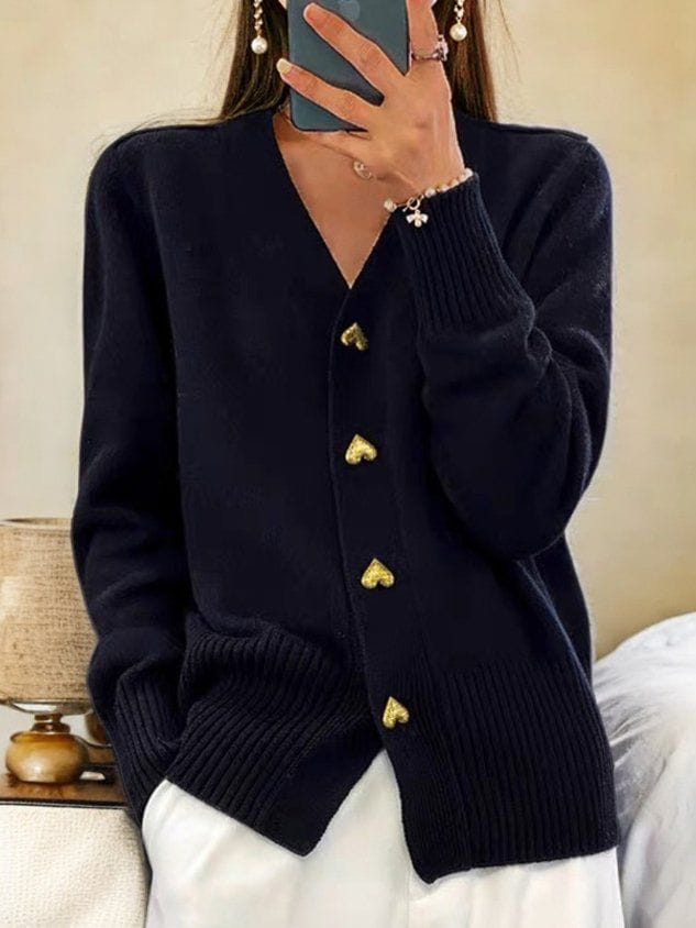 Lavinque Cardigan Noir / S Cardigan en Maille | Boutons Décoratifs | Élégance et Confort