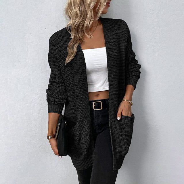 Lavinque Cardigan Noir / S Cardigan Long en Maille | Élégant | Doux et Confortable