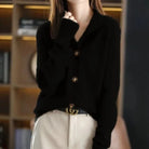 Lavinque Cardigan Noir / Taille unique Cardigan Laineux | Boutons Élégants & Douceur Incomparable | Chic & Confortable