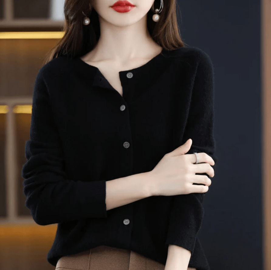 Lavinque Cardigan Noir / XS Cardigan Doux en Laine | Boutonné & Élégant | Confort et Style