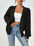 Lavinque Cardigan Noir / XS Gilet Brique à Col V | Boutonné | Doux et Facile à Superposer