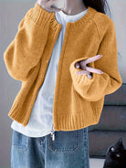 Lavinque Cardigan Orange & Jaune / S Cardigan Oversize Zippé | Rose | Doux et Confortable