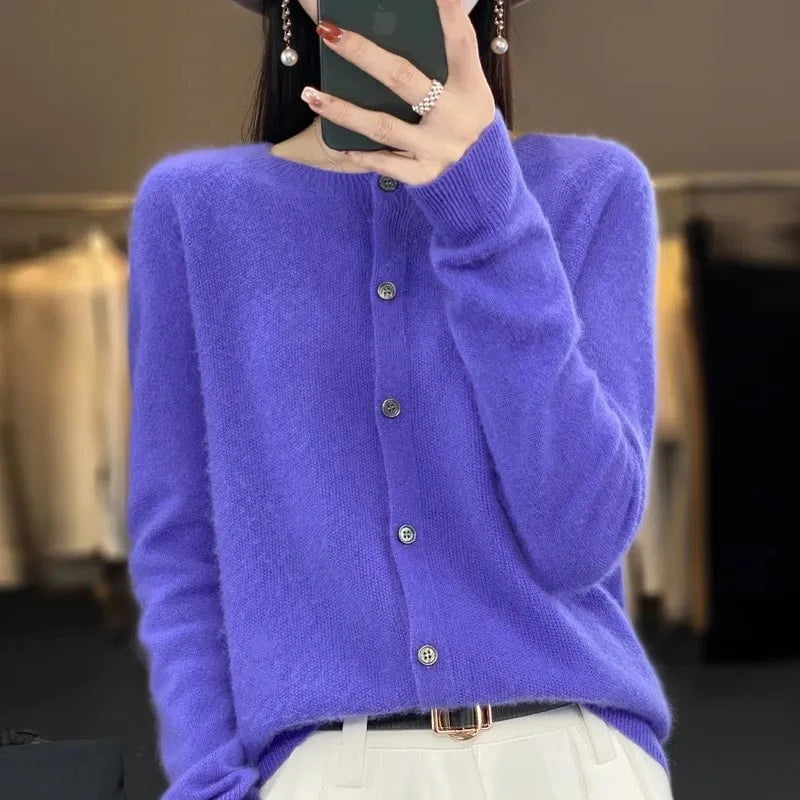 Lavinque Cardigan Pourpre / XS Cardigan Doux en Laine | Boutonné & Élégant | Confort et Style