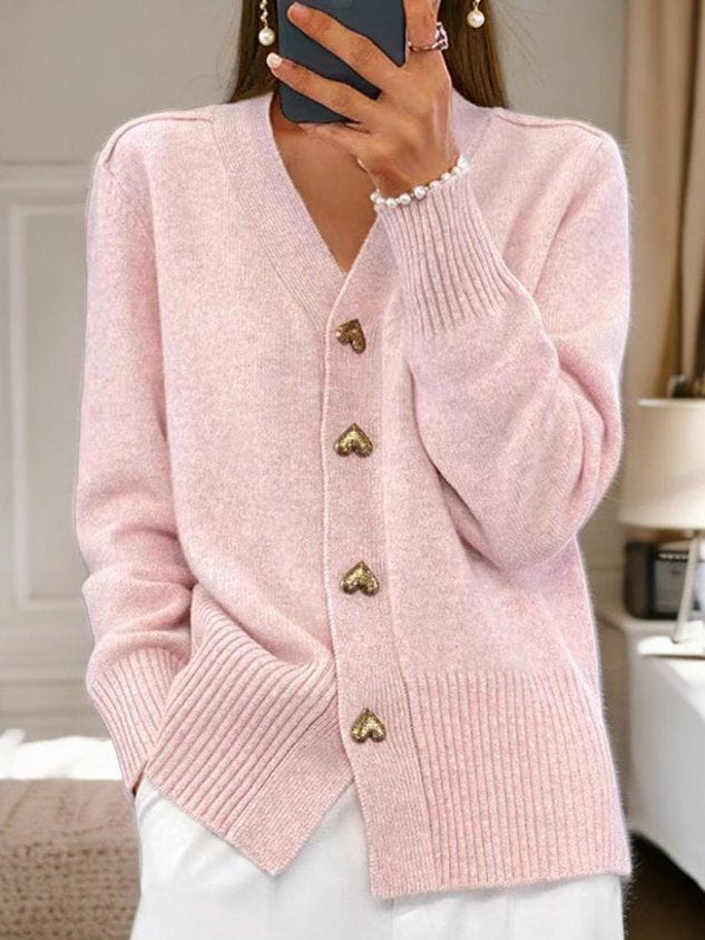 Lavinque Cardigan Rose / S Cardigan en Maille | Boutons Décoratifs | Élégance et Confort