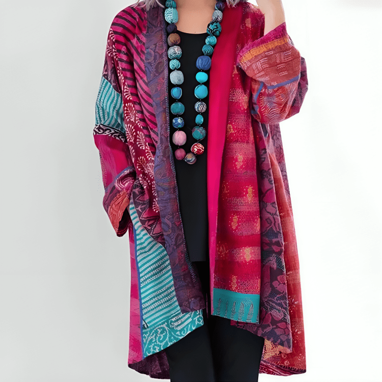Lavinque Cardigan Rose / S Kimono Bohème Multicolore | Léger et Fluide | Élégance Décontractée