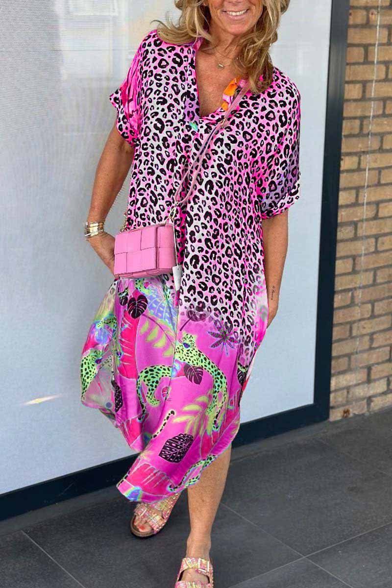 Lavinque Cardigan Rose / S Robe Chemise Imprimée | Audacieuse & Élégante | Style Bohème