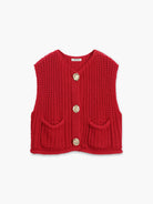 Lavinque Cardigan Rouge Bleu / XS Gilet Sans Manches Tricoté | Rouge | Tendance et Confortable
