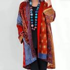 Lavinque Cardigan Rouge / S Kimono Bohème Multicolore | Léger et Fluide | Élégance Décontractée