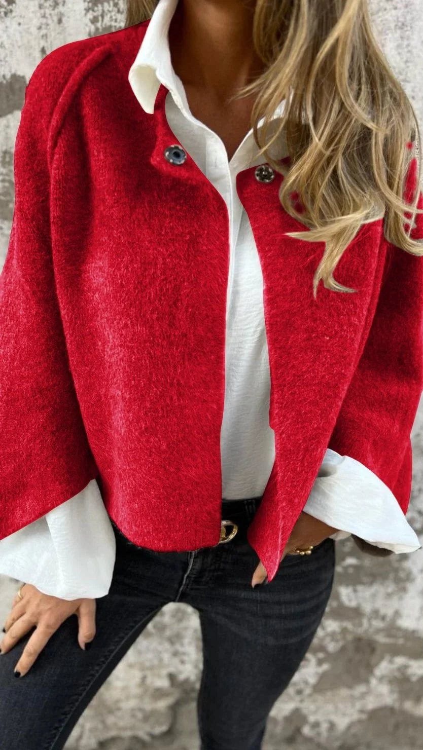 Lavinque Cardigan Rouge / S Veste en Laine | Élégante & Confortable | Idéale pour l'Automne