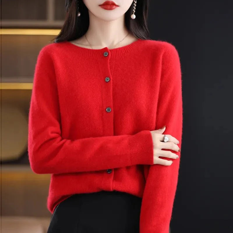 Lavinque Cardigan Rouge / XS Cardigan Doux en Laine | Boutonné & Élégant | Confort et Style