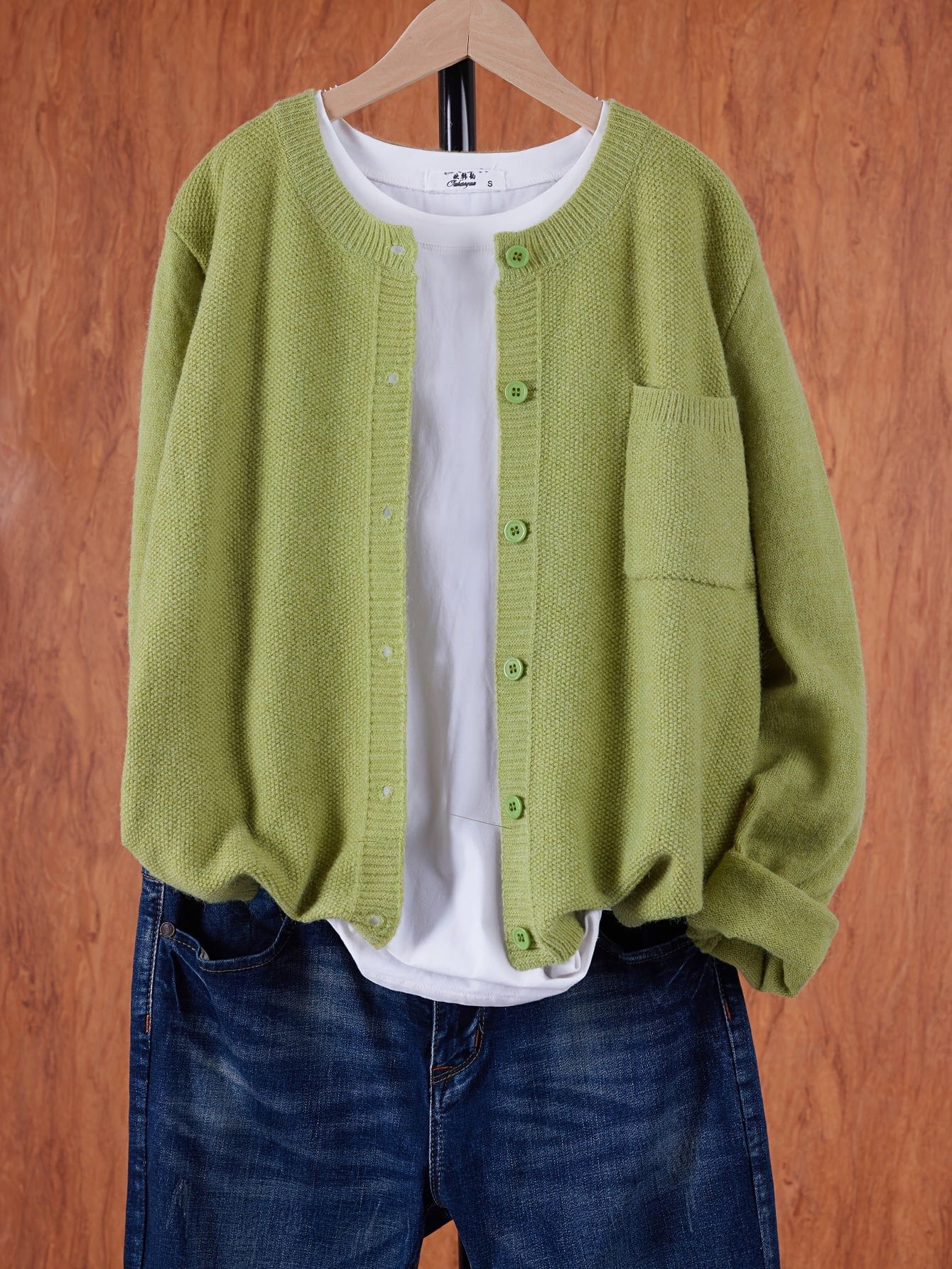 Lavinque Cardigan Vert Clair / S Cardigan Oversize | Laine & Polyester | Doux et Tendance