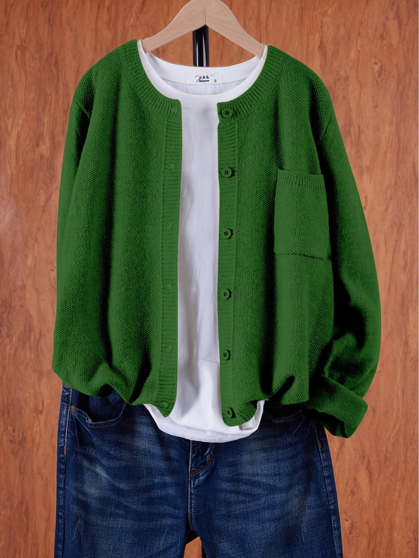Lavinque Cardigan Vert foncé / S Cardigan Oversize | Laine & Polyester | Doux et Tendance