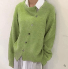 Lavinque Cardigan Vert / S Cardigan Asymétrique | Laine Douce | Élégance Décontractée