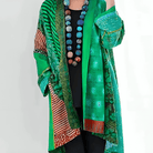 Lavinque Cardigan Vert / S Kimono Bohème Multicolore | Léger et Fluide | Élégance Décontractée