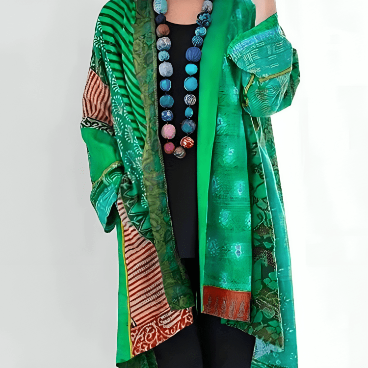 Lavinque Cardigan Vert / S Kimono Bohème Multicolore | Léger et Fluide | Élégance Décontractée