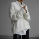 Lavinque Cardigans Blanc / S Gilet Doux Boutonné | Taupe | Fluffy et Élégant