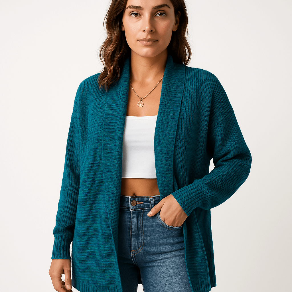 Lavinque Cardigans Bleu / S Cardigan Chocolat Ouvert | Maille Confort | Parfait pour la Mi-Saison