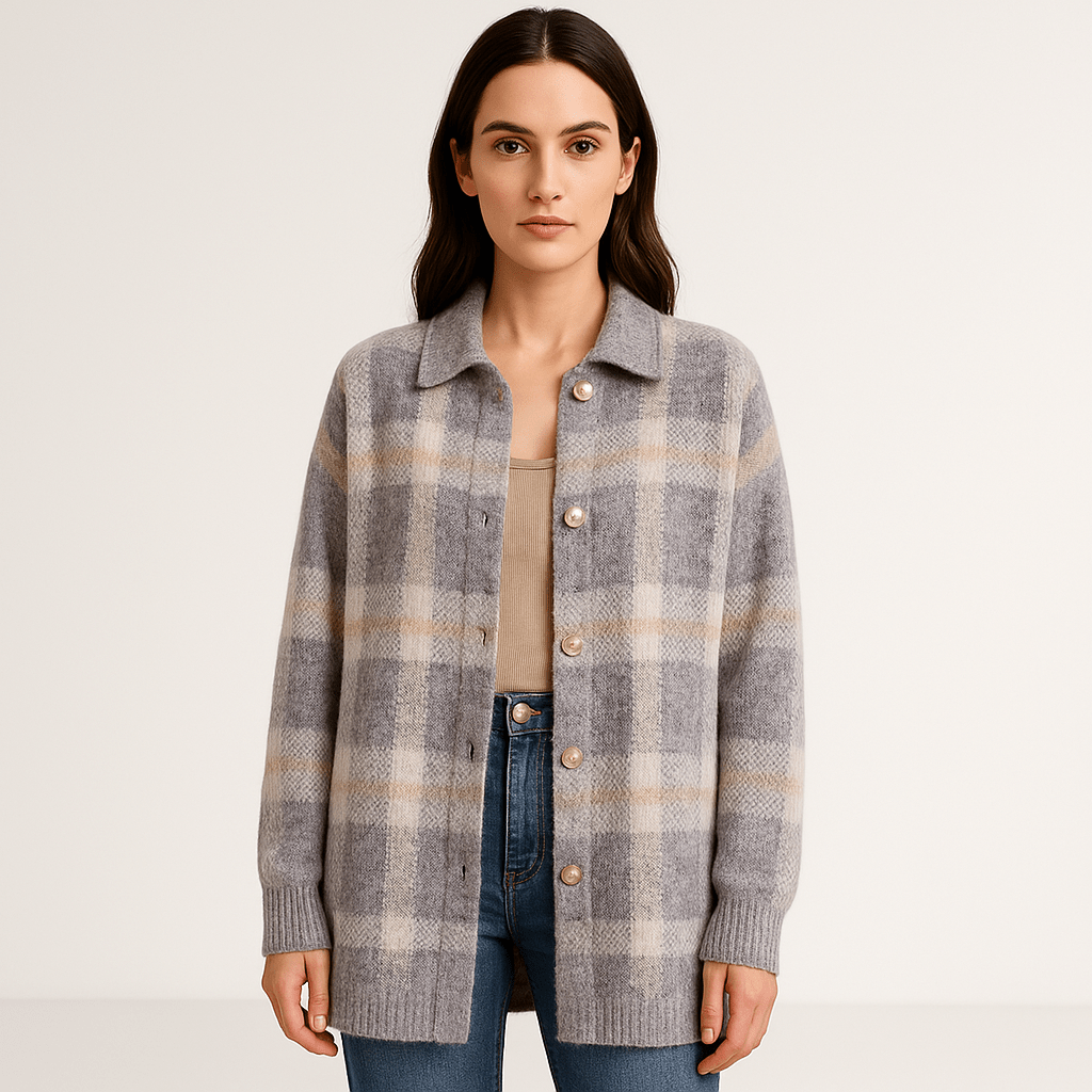 Lavinque Cardigans Cardigan à Carreaux | Coupe Oversize | Doux et Tendance