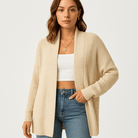 Lavinque Cardigans Cardigan Chocolat Ouvert | Maille Confort | Parfait pour la Mi-Saison