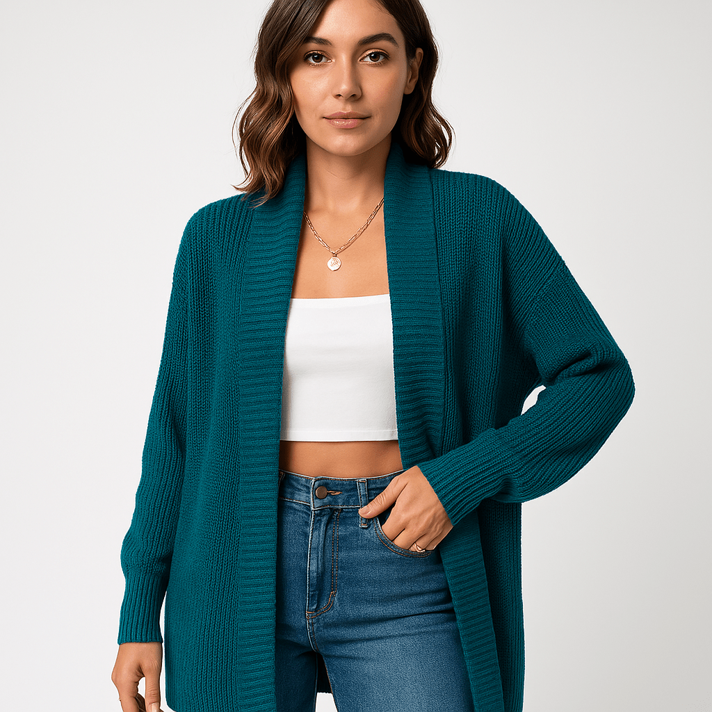 Lavinque Cardigans Cardigan Chocolat Ouvert | Maille Confort | Parfait pour la Mi-Saison