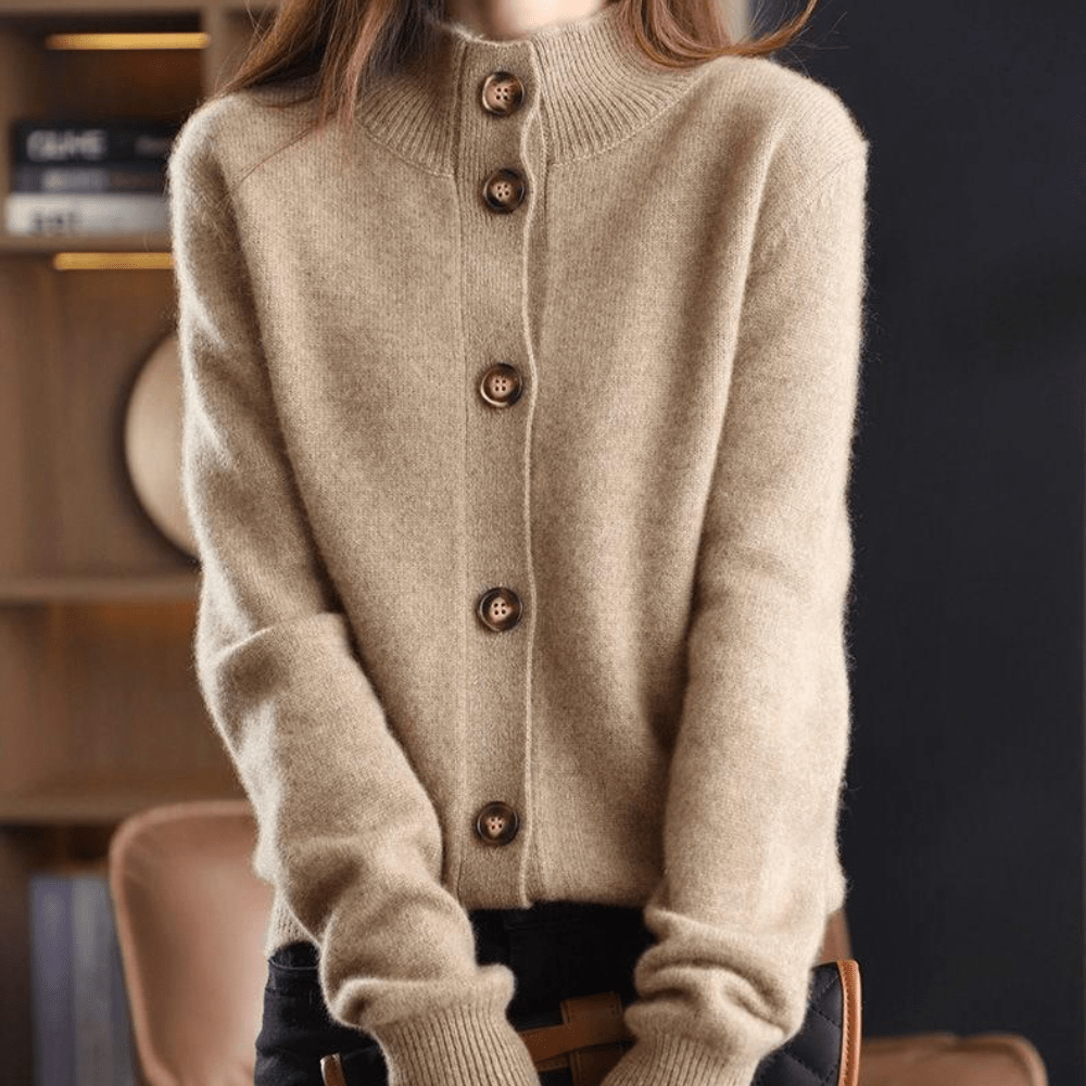 Lavinque Cardigans Cardigan Doux à Col Chemise | Crème | Élégant et Confortable