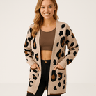 Lavinque Cardigans Cardigan Léopard Long | Imprimé Animalier | Style Décontracté Chic