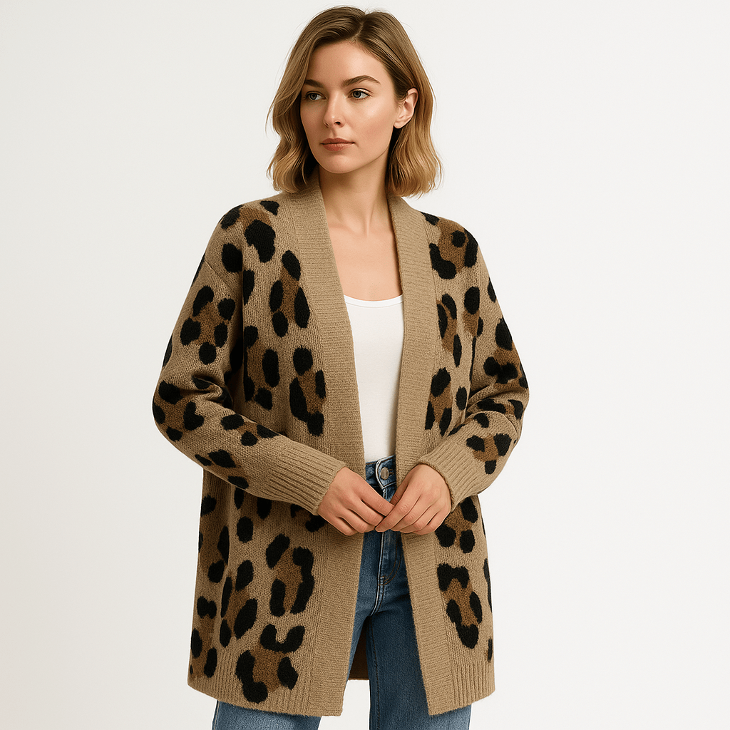 Lavinque Cardigans Cardigan Léopard Long | Style Animalier Chic | Coupe Fluide et Douce