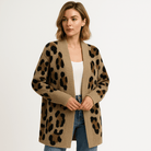 Lavinque Cardigans Cardigan Léopard Long | Style Animalier Chic | Coupe Fluide et Douce
