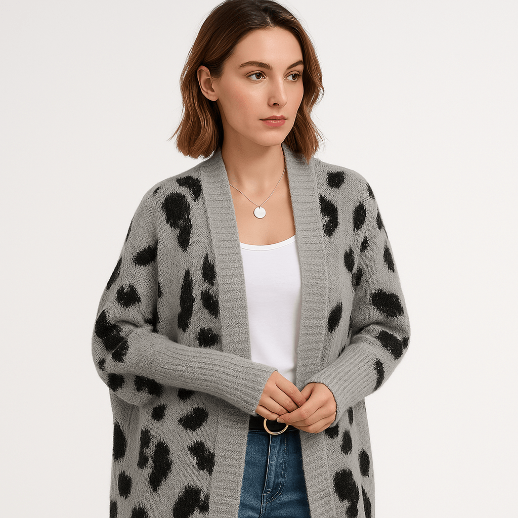Lavinque Cardigans Cardigan Léopard Long | Style Animalier Chic | Coupe Fluide et Douce