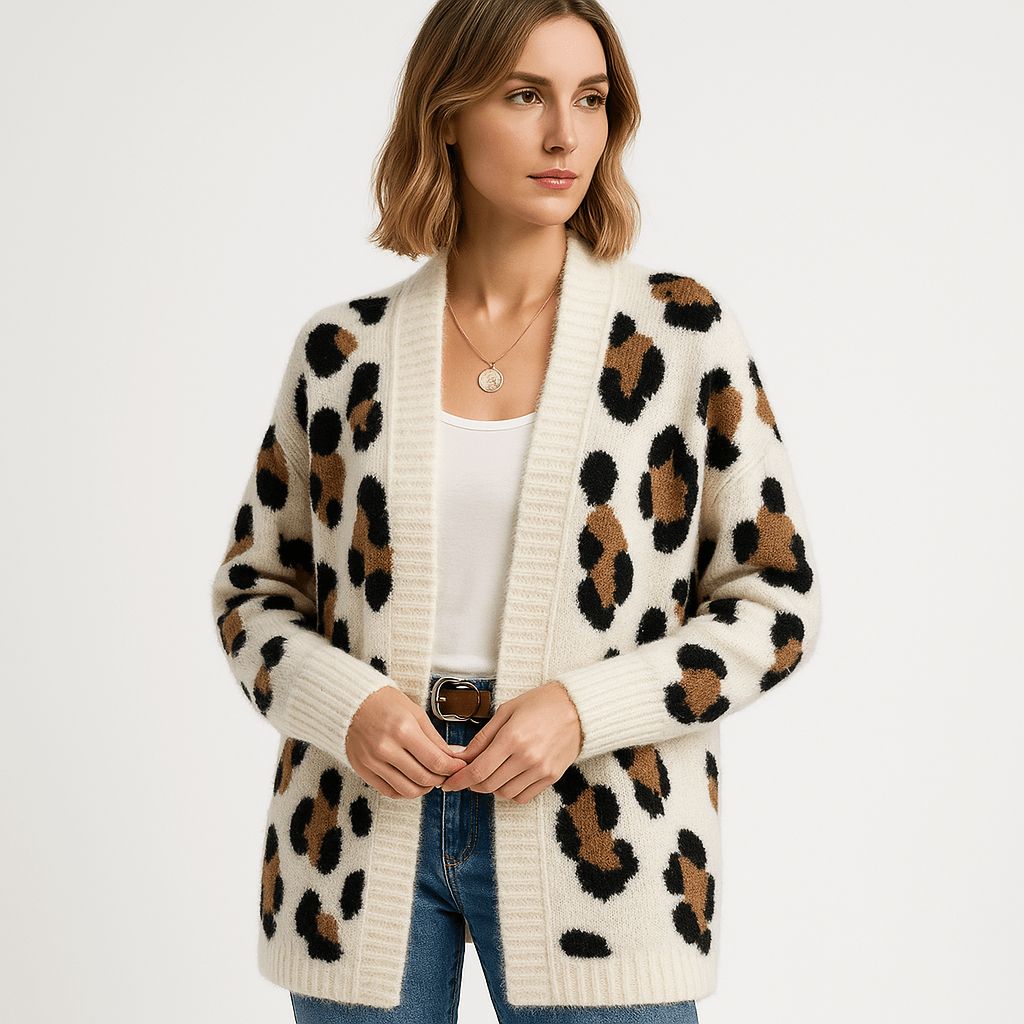 Lavinque Cardigans Cardigan Léopard Long | Style Animalier Chic | Coupe Fluide et Douce