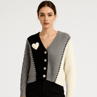 Lavinque Cardigans Cardigan Patchwork Cœur | Maille Texturée | Créatif, Doux & Tendance