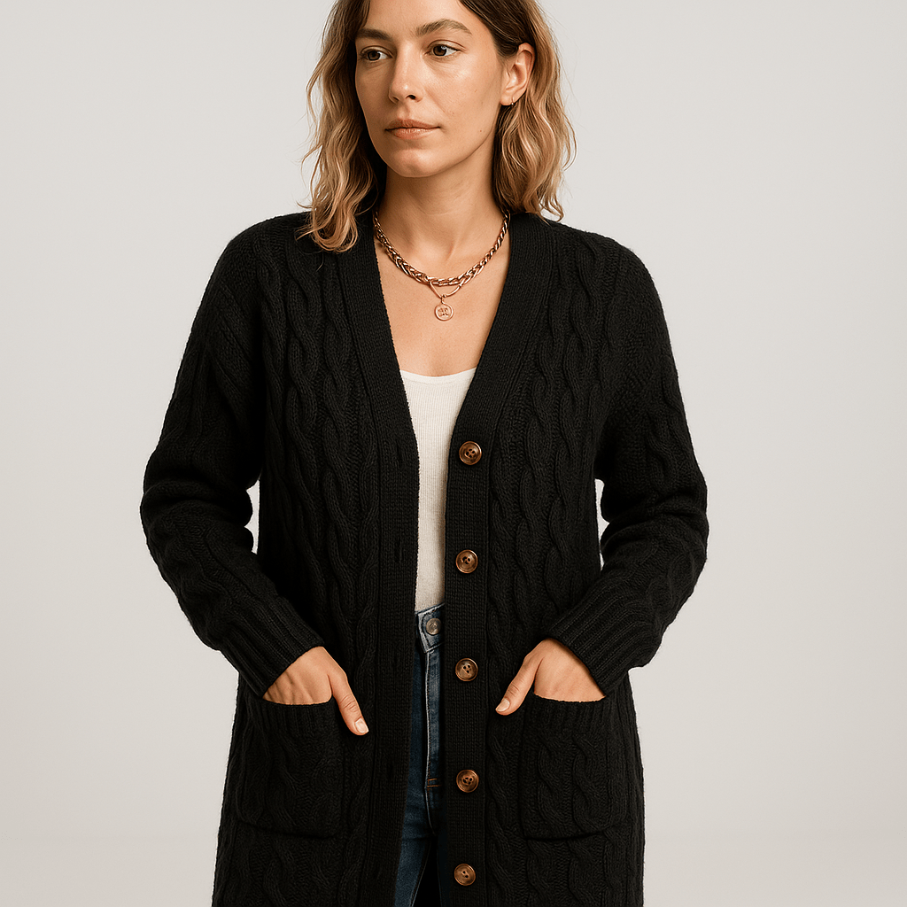 Lavinque Cardigans Cardigan Torsadé Beige | Long et Confortable | Style Intemporel
