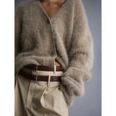 Lavinque Cardigans Gilet Doux Boutonné | Taupe | Fluffy et Élégant