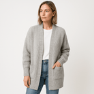 Lavinque Cardigans Gris / S Long Cardigan Beige | Maille Douce | Élégance Décontractée