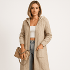 Lavinque Cardigans Kaki / S Cardigan Noir à Capuche | Long et Décontracté | Maille Confort