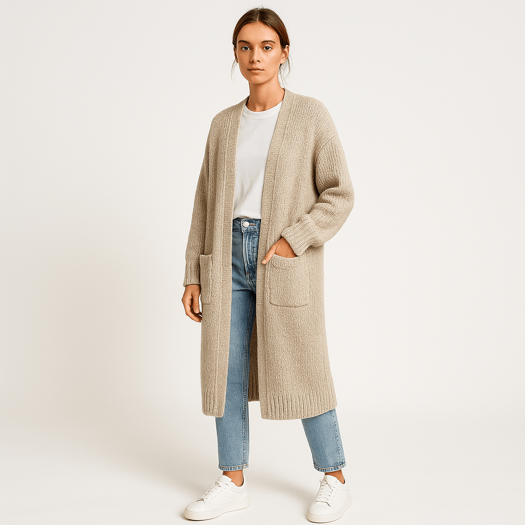 Lavinque Cardigans Long Cardigan Beige | Maille Douce | Élégance Décontractée