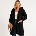 Lavinque Cardigans Noir / S Cardigan Noir à Capuche | Long et Décontracté | Maille Confort