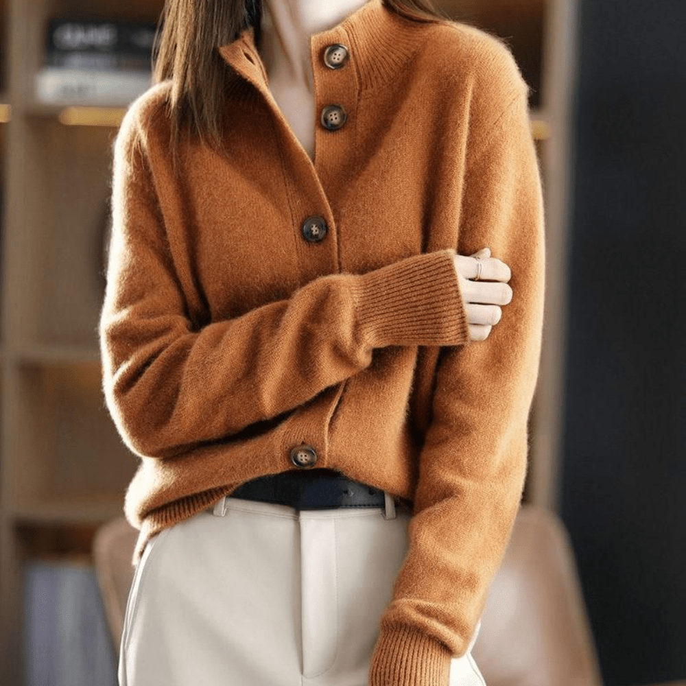 Lavinque Cardigans Orange / S Cardigan Doux à Col Chemise | Crème | Élégant et Confortable