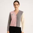 Lavinque Cardigans Rose / XS Cardigan Patchwork Cœur | Maille Texturée | Créatif, Doux & Tendance