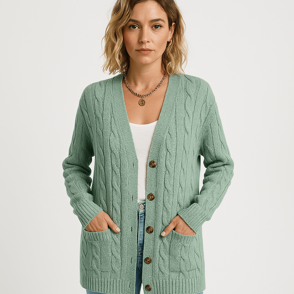 Lavinque Cardigans Vert / S Cardigan Torsadé Beige | Long et Confortable | Style Intemporel