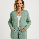 Lavinque Cardigans Vert / S Cardigan Torsadé Beige | Long et Confortable | Style Intemporel