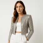 Lavinque Coats & Jacket Argent / XS Veste Courte à Sequins Argentés | Coupe Épurée | Glamour de Soirée