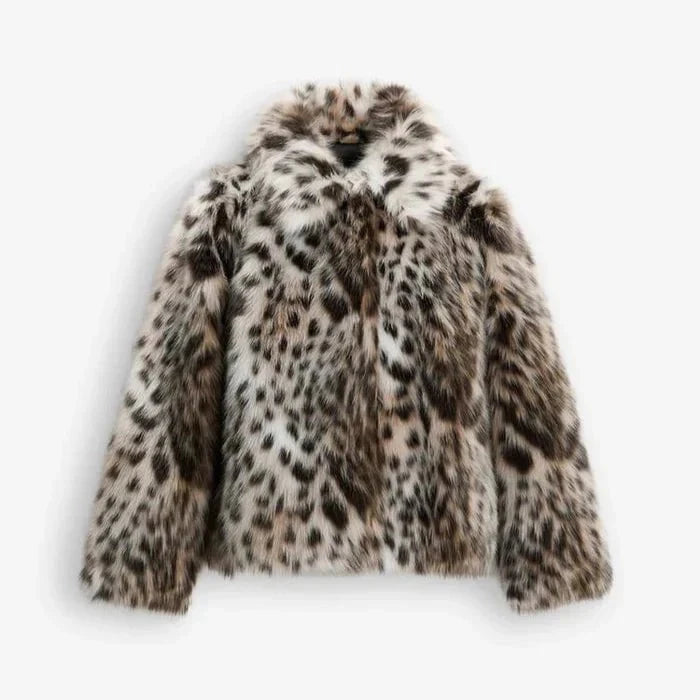 Lavinque Coats & Jacket Beige foncé / XS Veste en Fausse Fourrure Imprimée | Élégance | Chaleur et Style