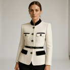 Lavinque Coats & Jacket Blanc / S Veste Blanche Structurée | Détails Noirs & Boutons Dorés | Chic Parisien