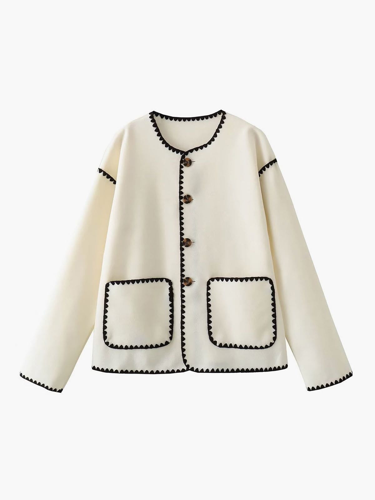 Lavinque Coats & Jacket Blanc / XS Veste Légère | Écru & Noir | Chic & Structurée