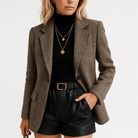 Lavinque Coats & Jacket Blazer Marron en Laine Structurée | Coupe Tailleur | Élégance Intemporelle